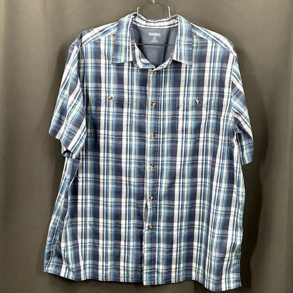 King Size Shirt Men 2XL Plaid Short‎ Sleeve Button Down Multicolor Set of 4 - Picture 6 of 9